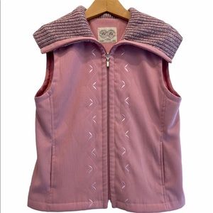 GLENNSPORT Travel Wear Sleeveless Vest Knit Collar Pink Size M EUC